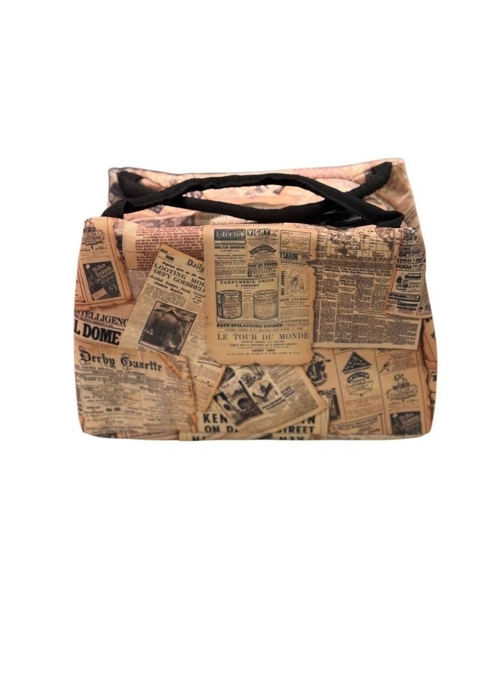 Vintage Newspaper Print Insulated Cooler Bag Unisex - Picture 3 of 6